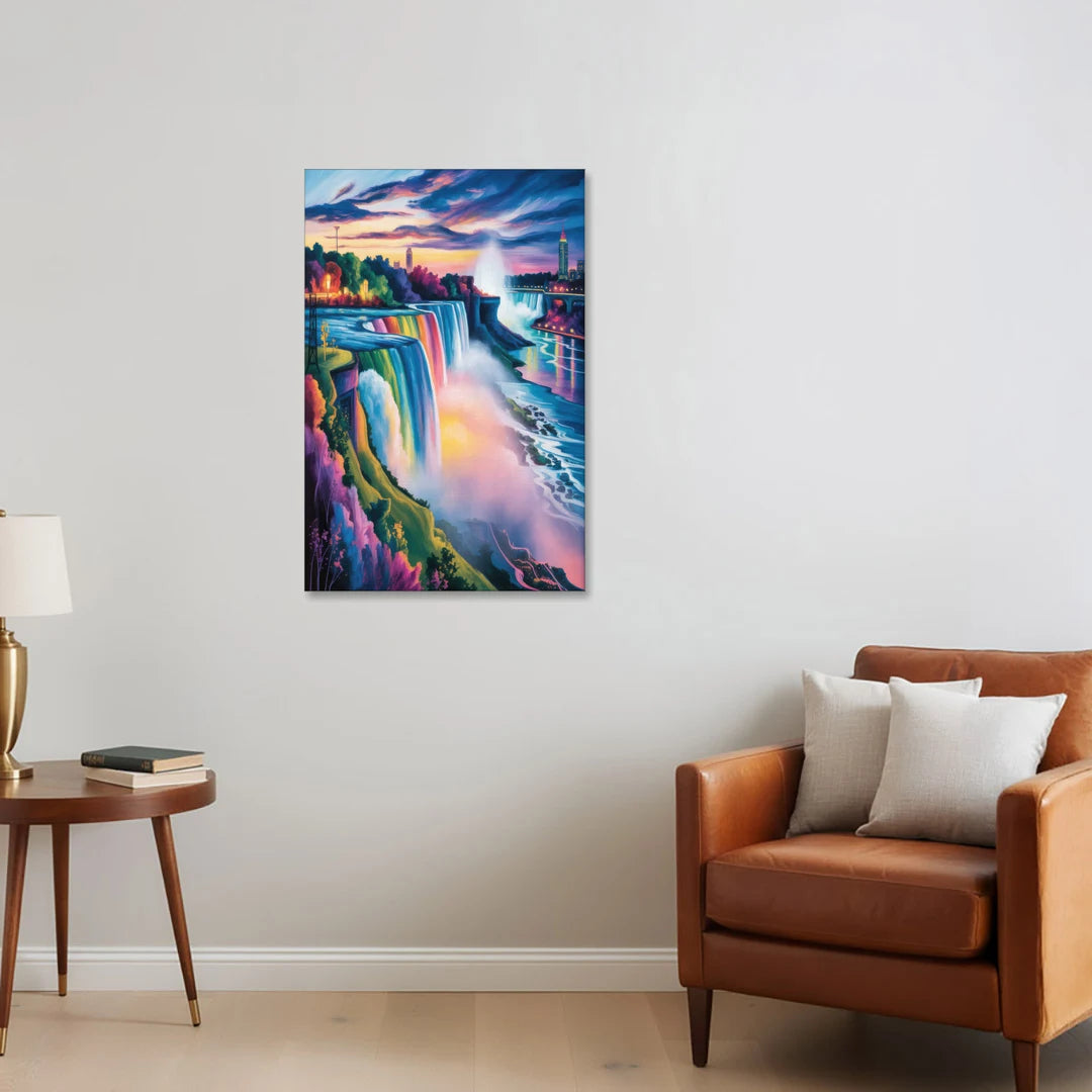Niagara Falls Rainbow Light - Canvas Wall Art - Sofa - 24x36
