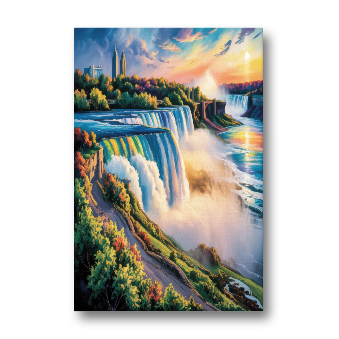 Niagara Falls Tourist View - Canvas Wall Art - Front