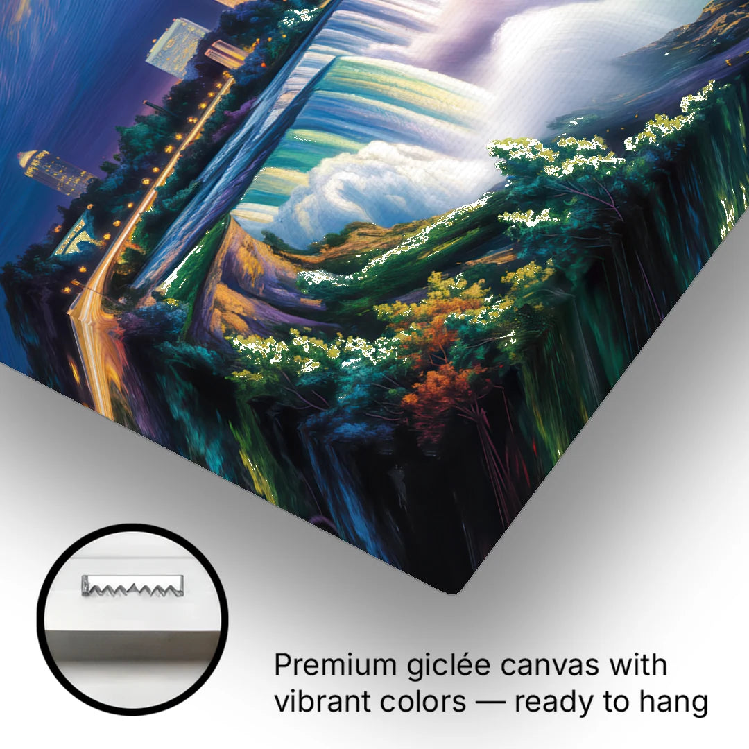 Niagara Night Skyline - Canvas Wall Art - Gallery Wrap Corner