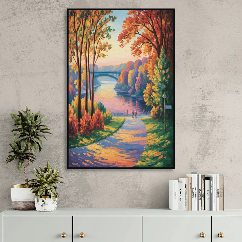 Niagara Parkway Autumn Living Room - Black Canvas Wall Art