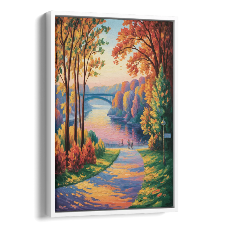 Niagara Parkway Autumn Side - White Canvas Wall Art