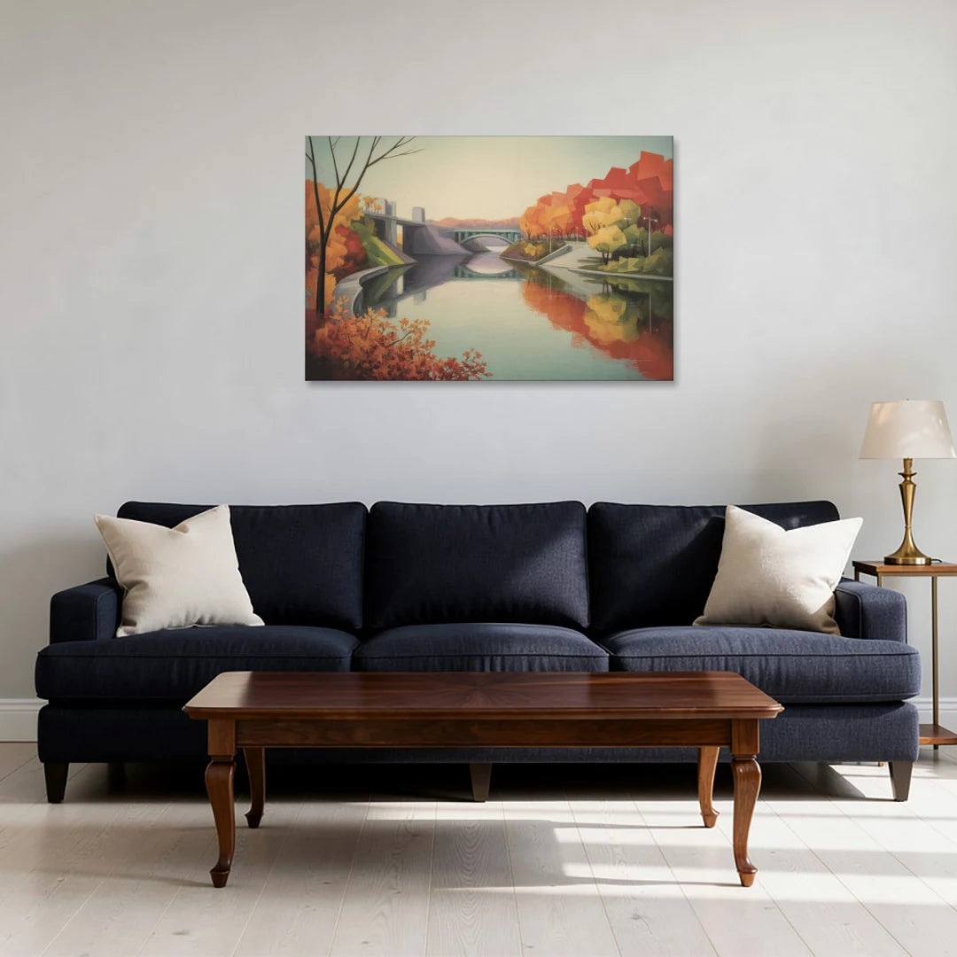 Niagara Parkway Autumn Scenic - Canvas Wall Art - Sofa - 36x24