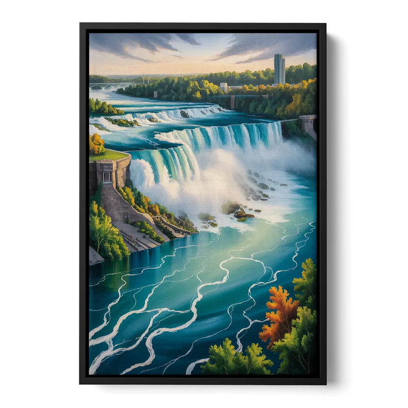Niagara River Rapids Front - Black Canvas Wall Art