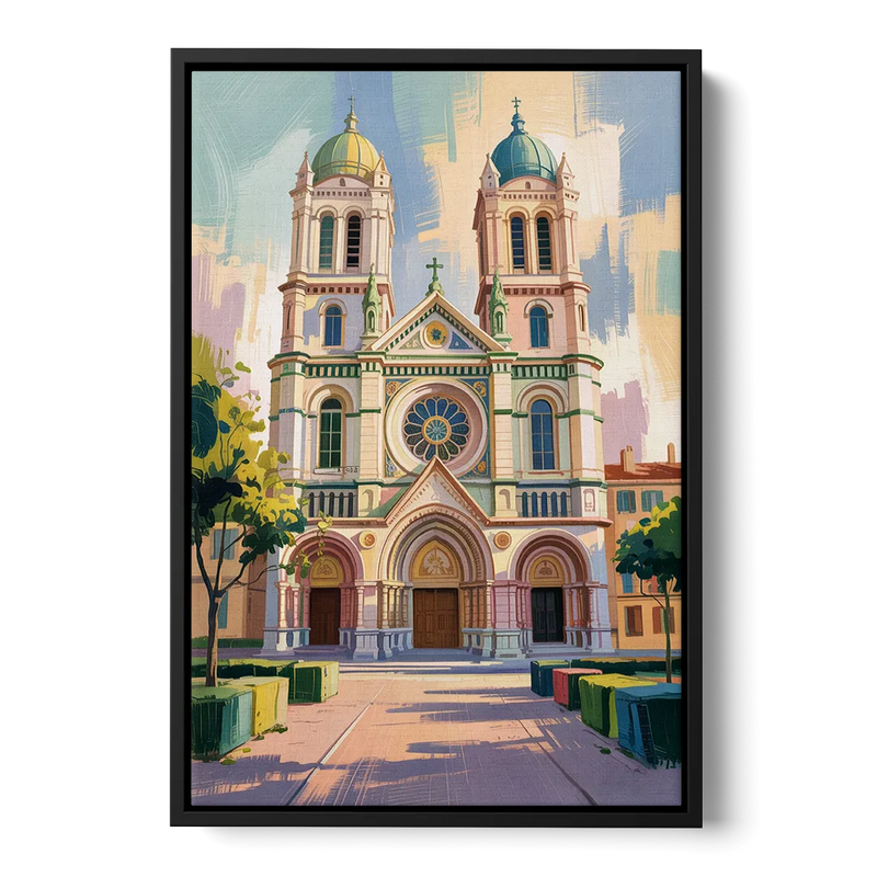 Nice Cathedral Front - Black Canvas Wall Art