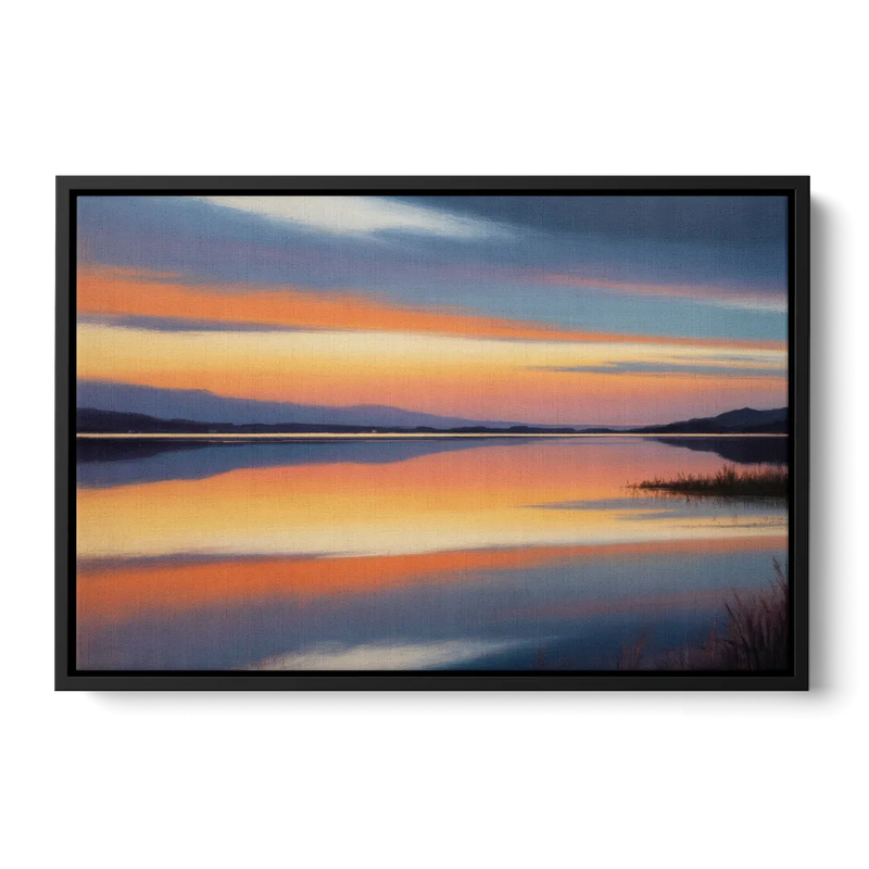 Nichupté Lagoon Sunset Front - Black Canvas Wall Art