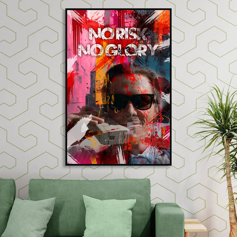 No Risk No Glory Living Room - Black Canvas Wall Art