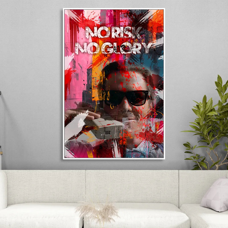 No Risk No Glory Sitting Room - White Canvas Wall Art