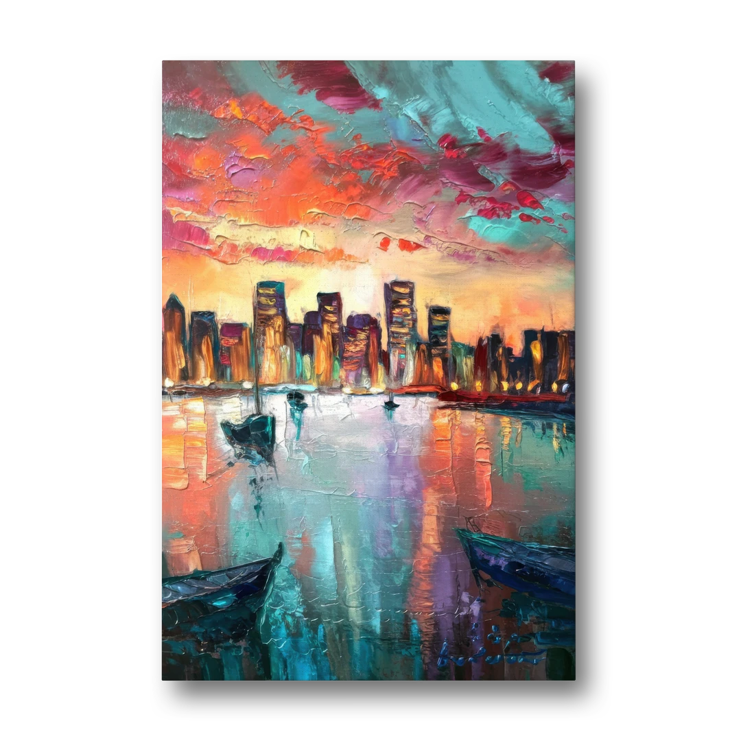 Norfolk Harbor Reflections - Canvas Wall Art - Front