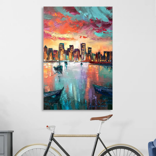 Norfolk Harbor Reflections Living Room - Canvas Wall Art