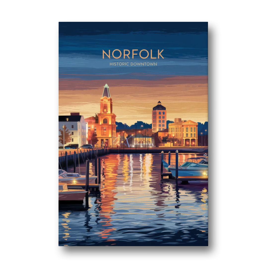 Norfolk Historic Downtown - Canvas Wall Art - Front