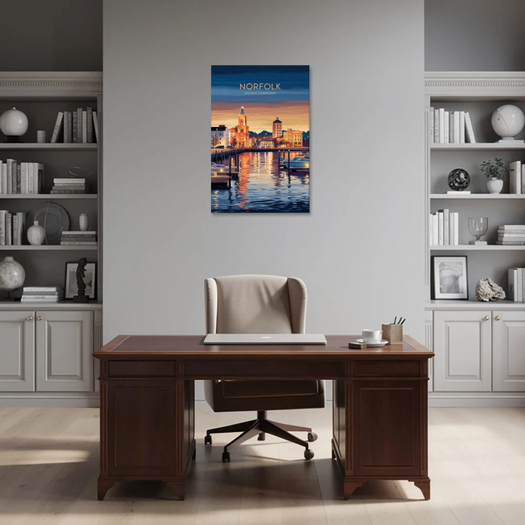 Norfolk Historic Downtown - Canvas Wall Art - Office - 24x36