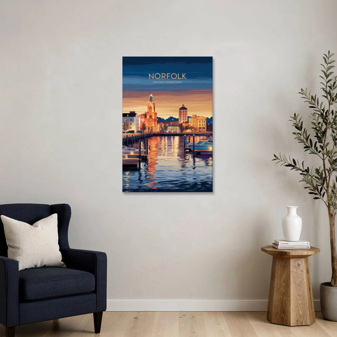 Norfolk Historic Downtown - Canvas Wall Art - Sofa - 24x36