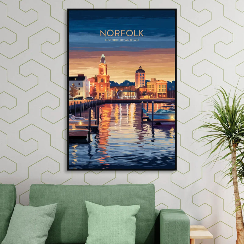 Norfolk Historic Downtown Sitting Room - Black Canvas Wall Art