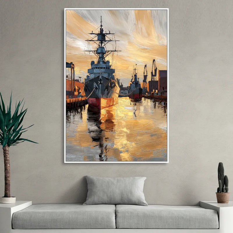 Norfolk Naval Shipyard Tribute Sitting Room - White Canvas Wall Art