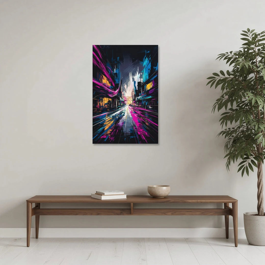 Norfolk Neon District Vibes - Canvas Wall Art - Coffee Table - 24x36