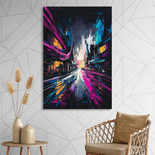 Norfolk Neon District Vibes Living Room - Canvas Wall Art