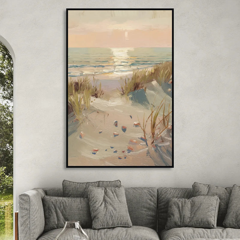Norfolk Oceanfront Serenity Living Room - Black Canvas Wall Art