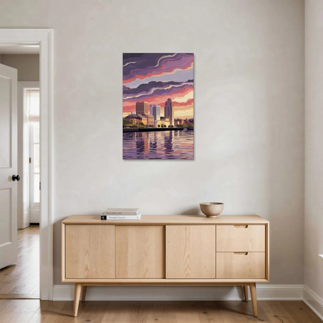 Norfolk Skyline at Sunset - Canvas Wall Art - Coffee Table - 24x36