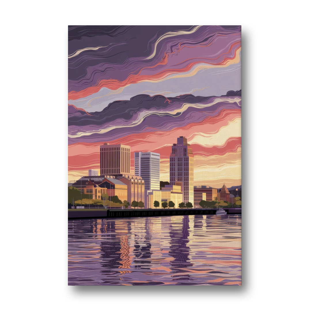Norfolk Skyline at Sunset - Canvas Wall Art - Front