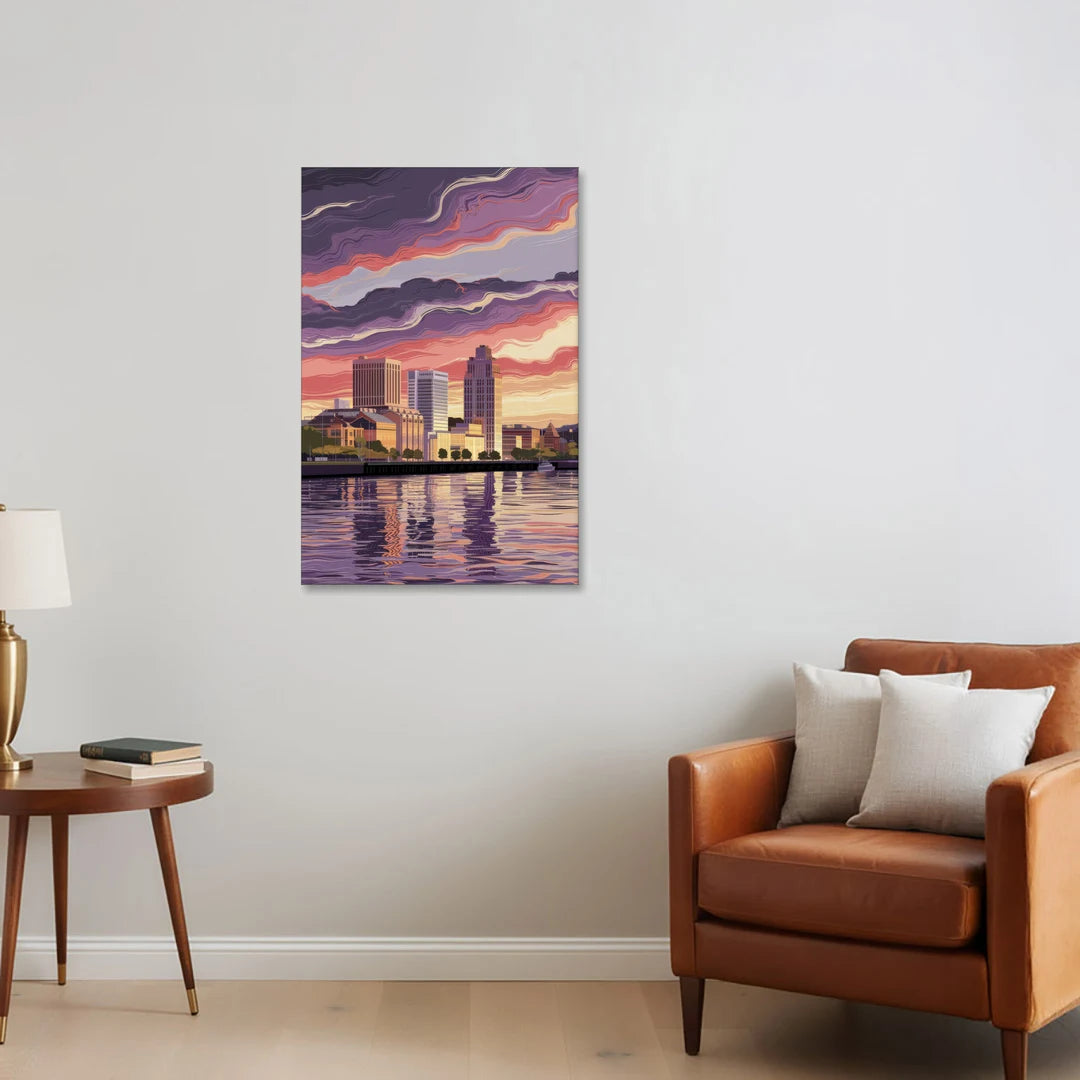 Norfolk Skyline at Sunset - Canvas Wall Art - Sofa - 24x36