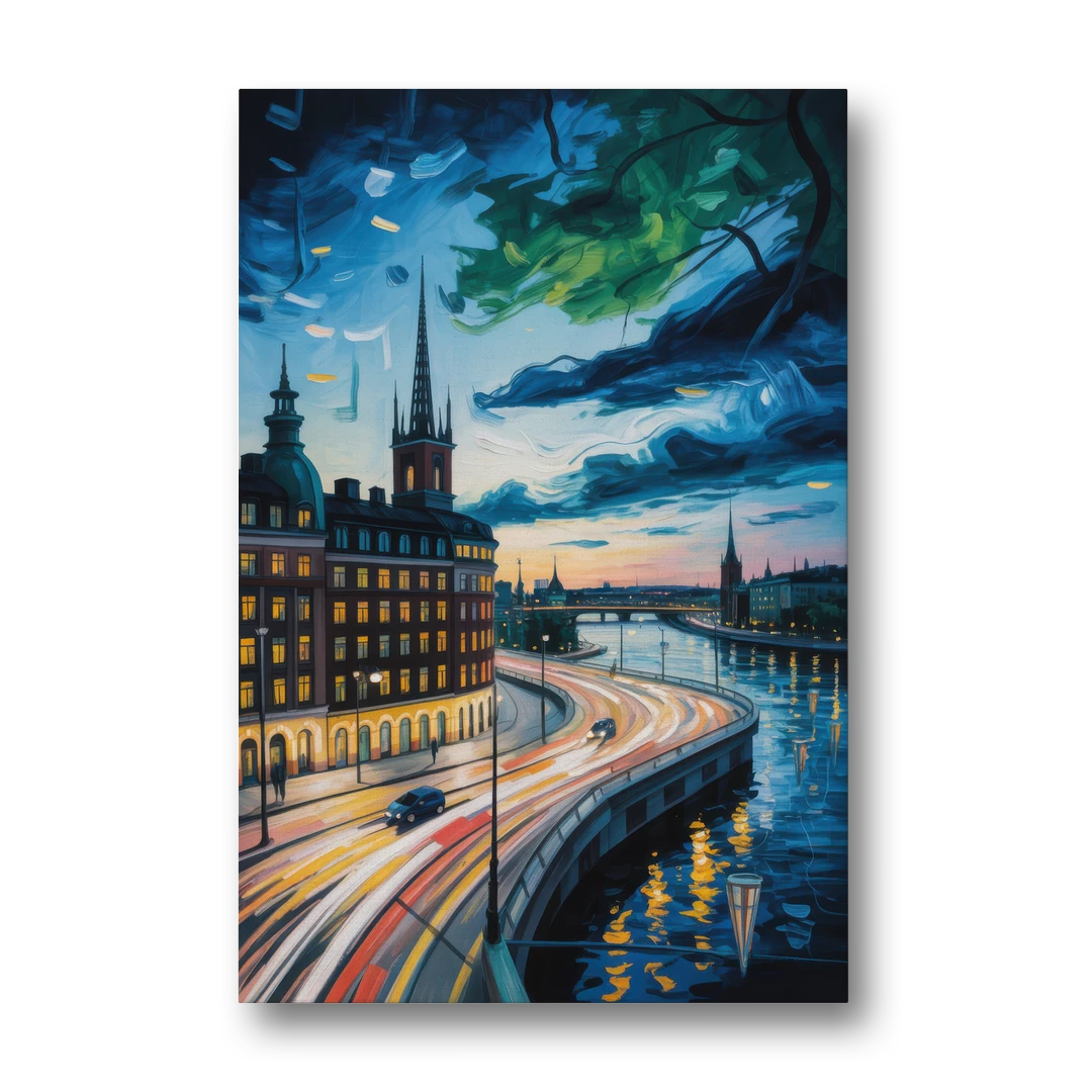 Norrmalm Nights - Canvas Wall Art - Front