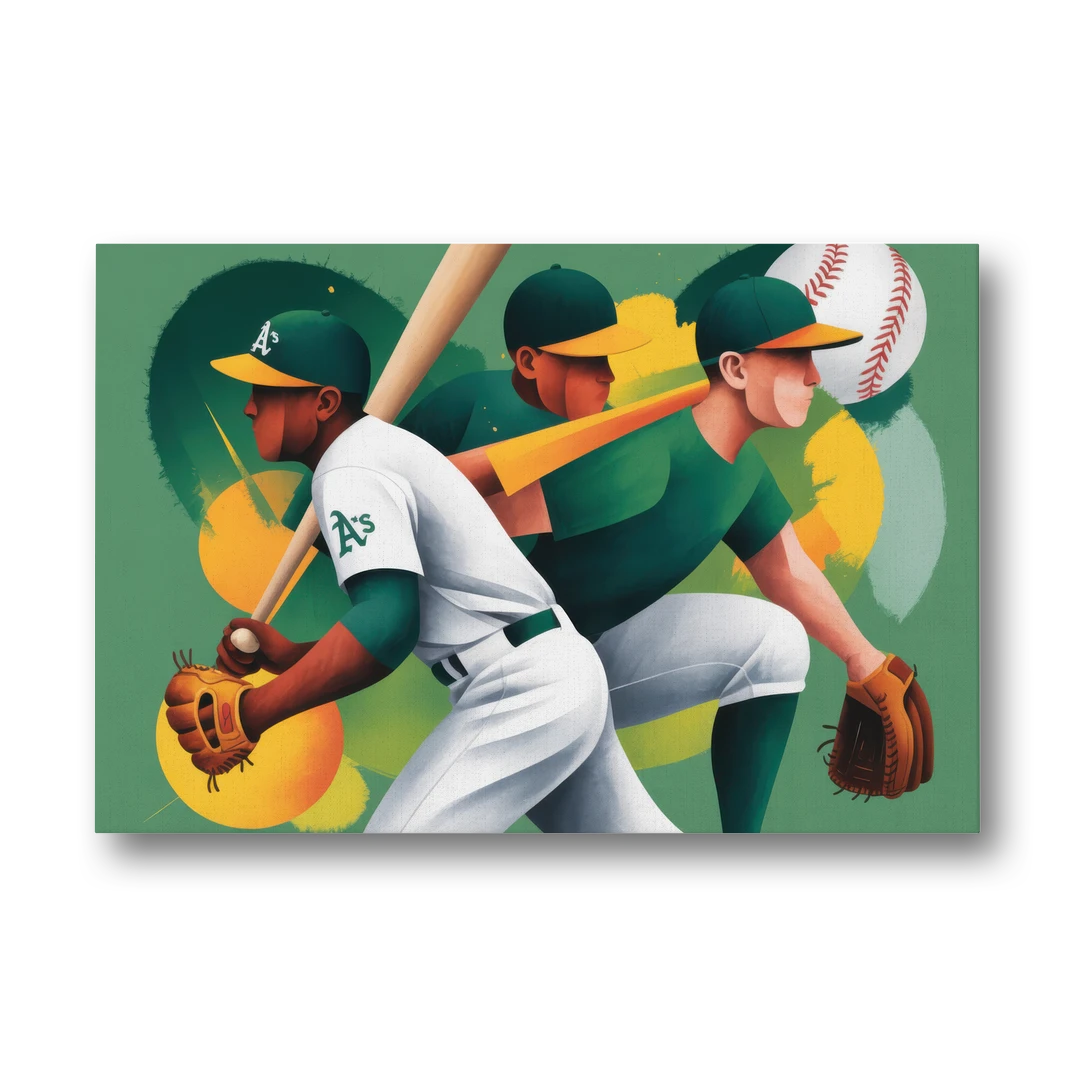 Oakland Athletics Abstract Baseball Energy - Canvas Wall Art - Front