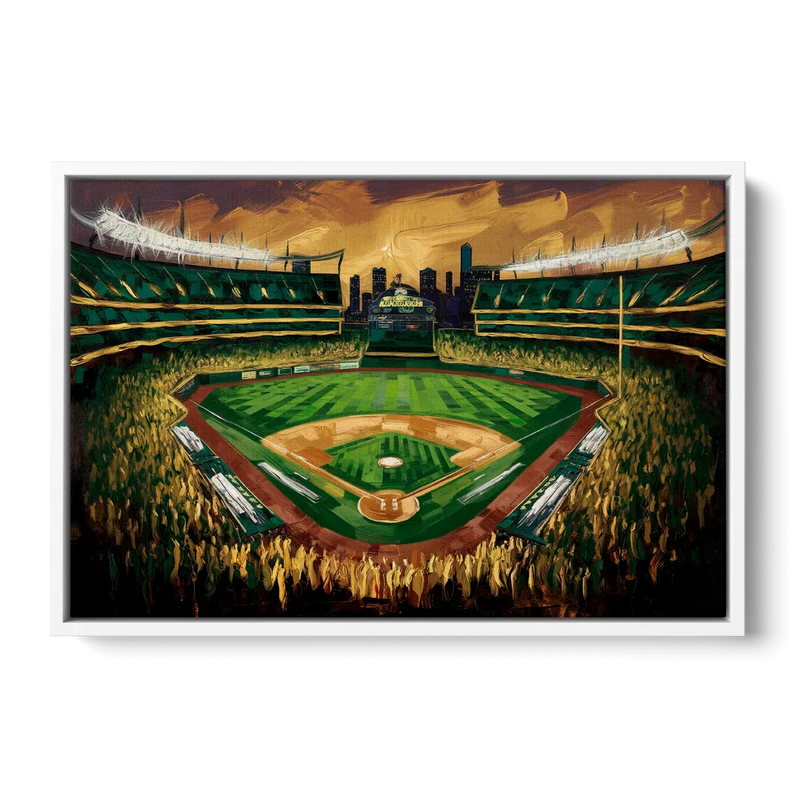 Oakland Athletics Stadium Front - White Canvas Wall Art