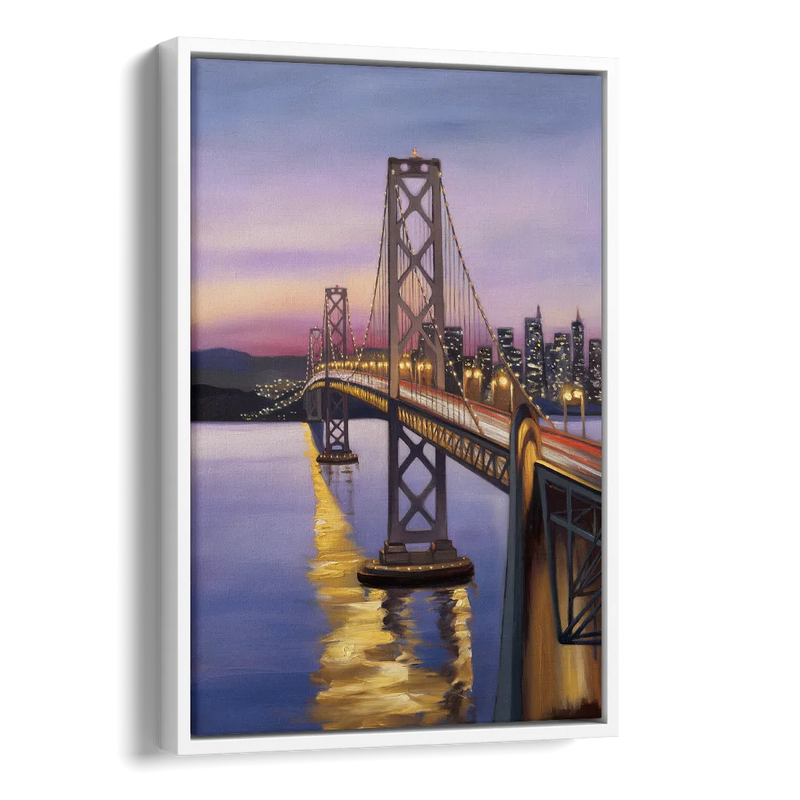 Oakland Bay Bridge View Side - White Canvas Wall Art
