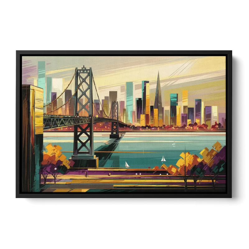 Oakland Downtown Vibes Front - Black Canvas Wall Art