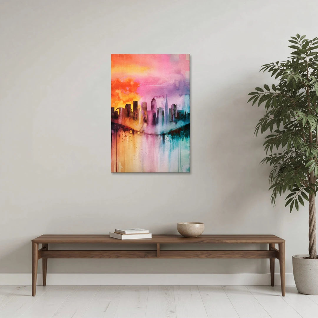 Oakland Skyline Sunset - Canvas Wall Art - Coffee Table - 24x36