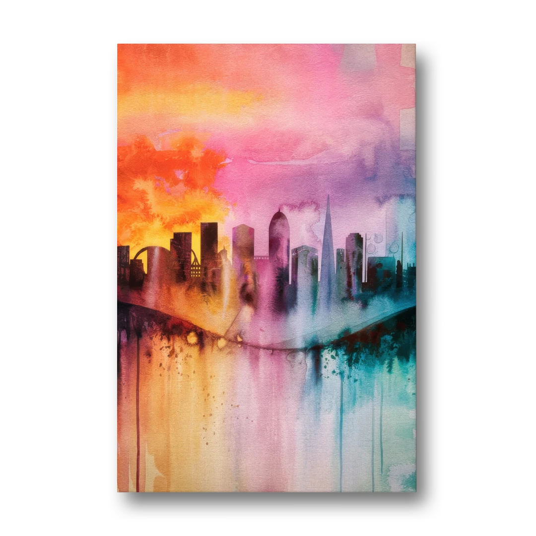 Oakland Skyline Sunset - Canvas Wall Art - Front