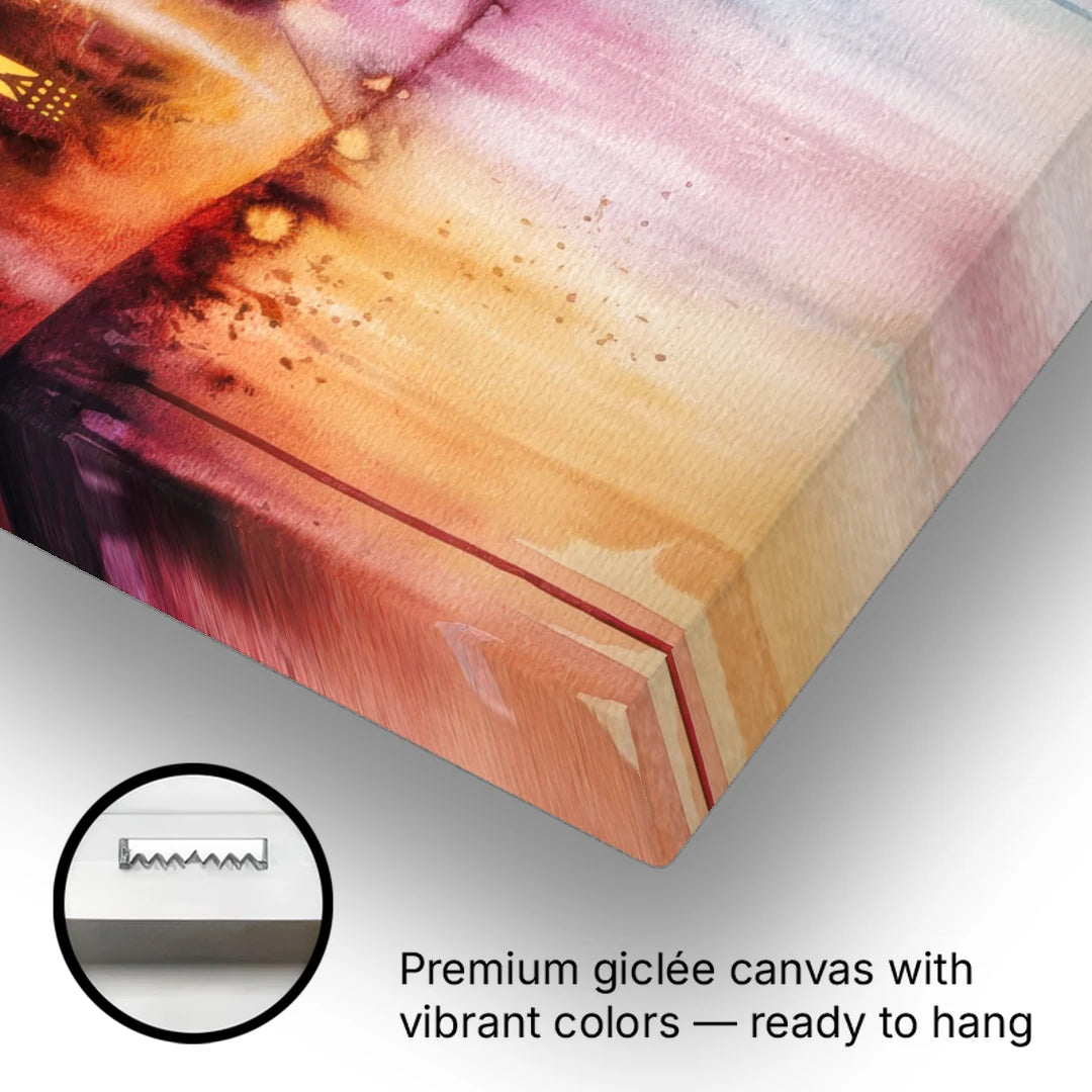 Oakland Skyline Sunset - Canvas Wall Art - Gallery Wrap Corner