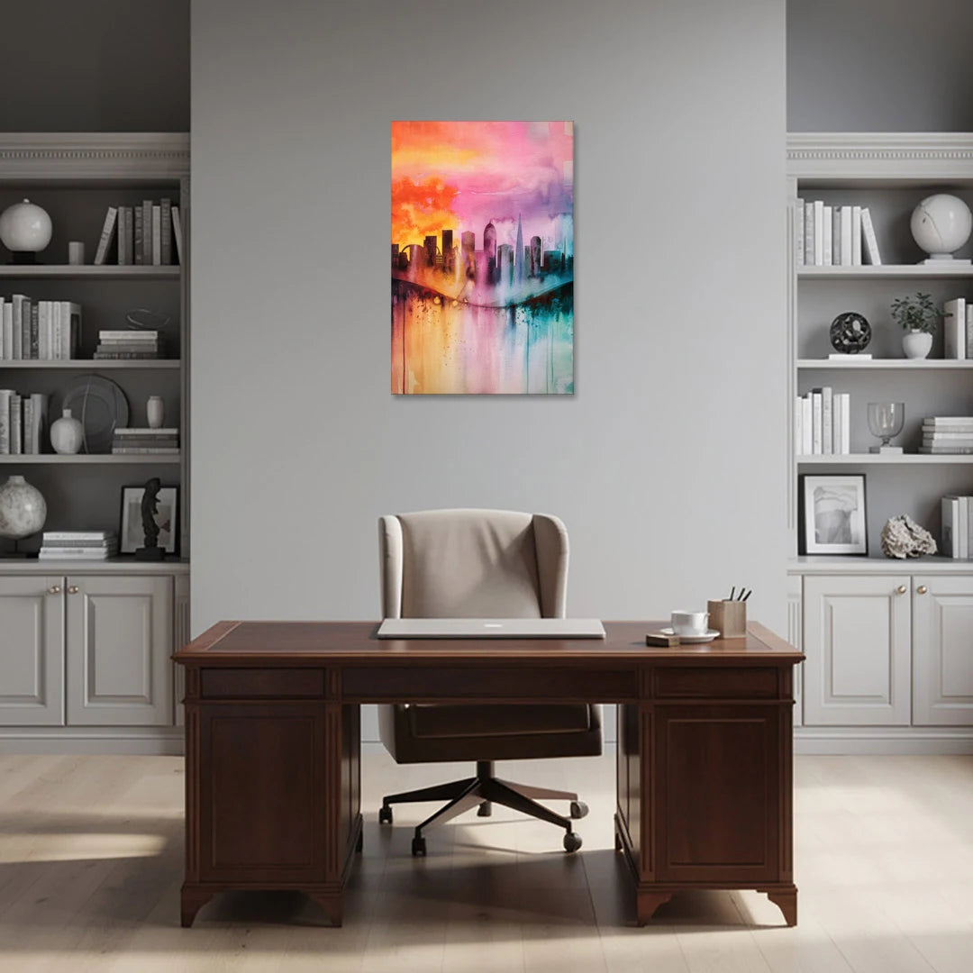 Oakland Skyline Sunset - Canvas Wall Art - Office - 24x36