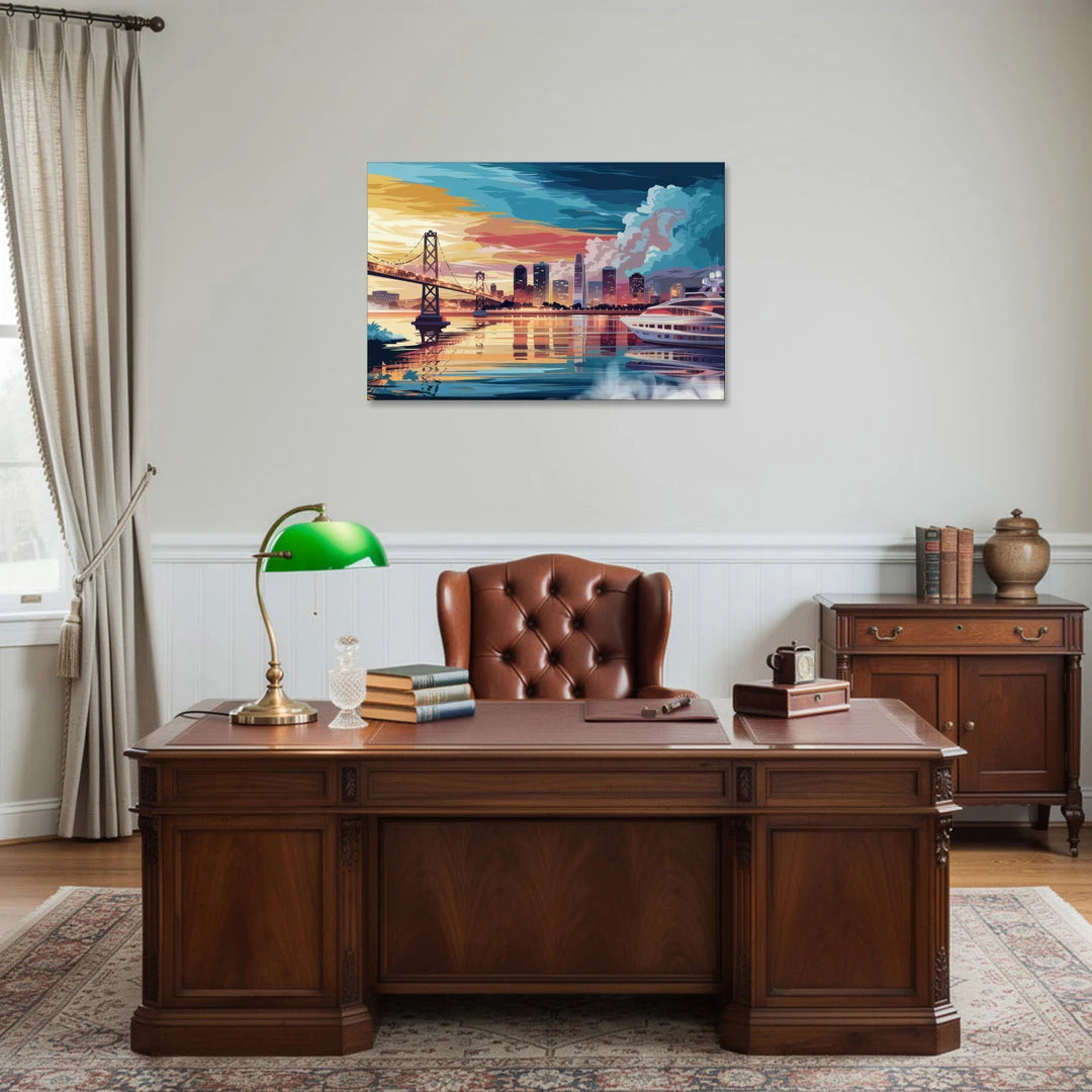 Oakland Waterfront Charm - Canvas Wall Art - Office - 36x24