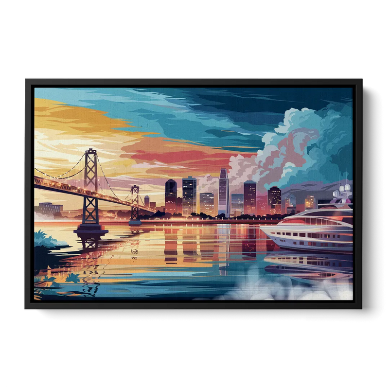 Oakland Waterfront Charm Front - Black Canvas Wall Art