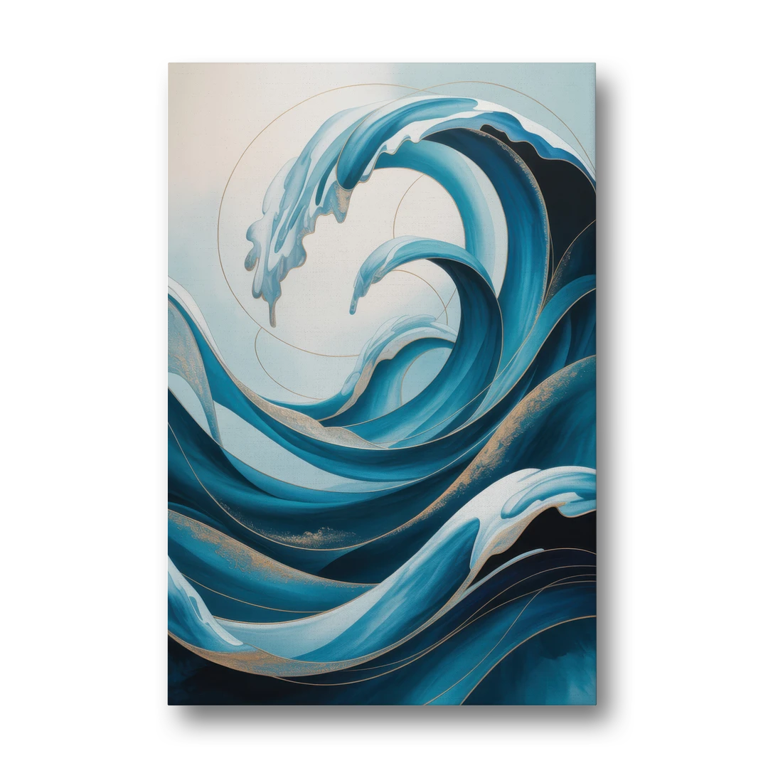 Ocean Currents Blue Abstract - Canvas Wall Art - Front