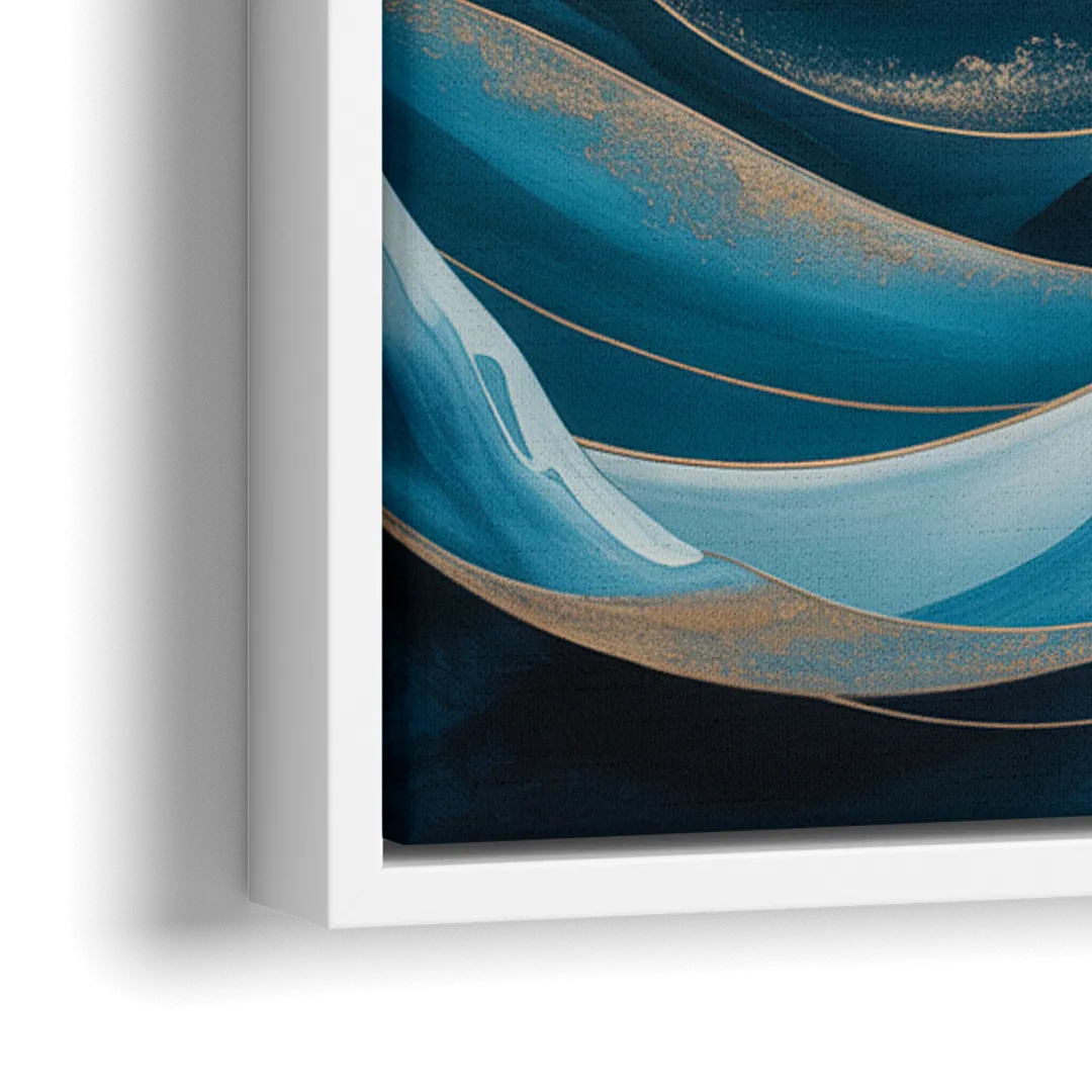 Ocean Currents Blue Abstract - Close-Up White Frame Canvas