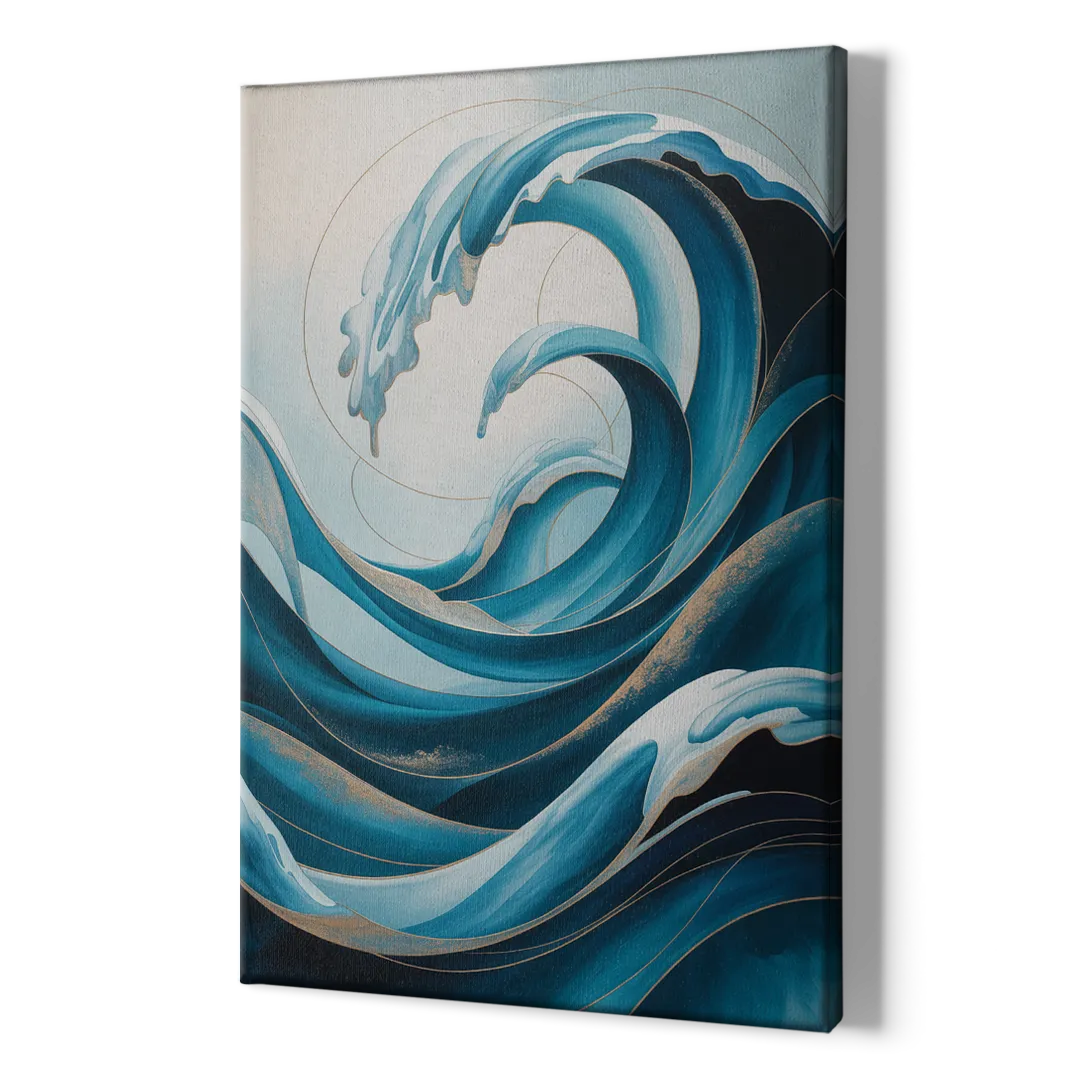 Ocean Currents Blue Abstract - Canvas Print Art Sides