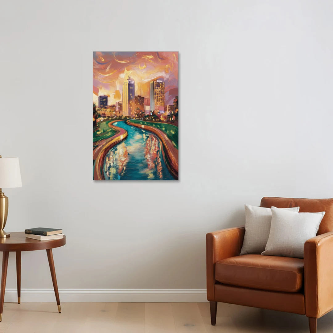 Oklahoma City Bricktown Canal - Canvas Wall Art - Sofa - 24x36