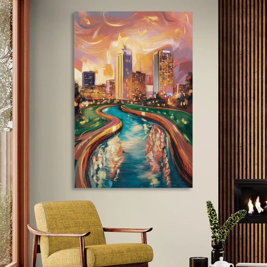Oklahoma City Bricktown Canal Living Room - Canvas Wall Art
