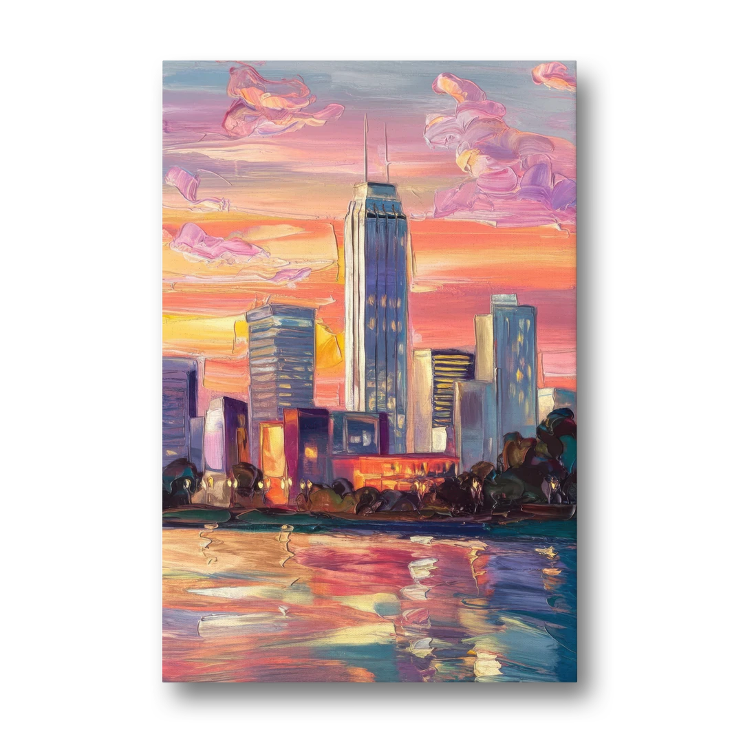 Oklahoma City Downtown Sunset - Canvas Wall Art - Front