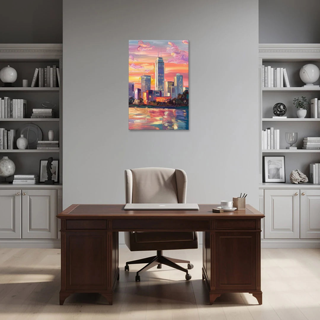 Oklahoma City Downtown Sunset - Canvas Wall Art - Office - 24x36