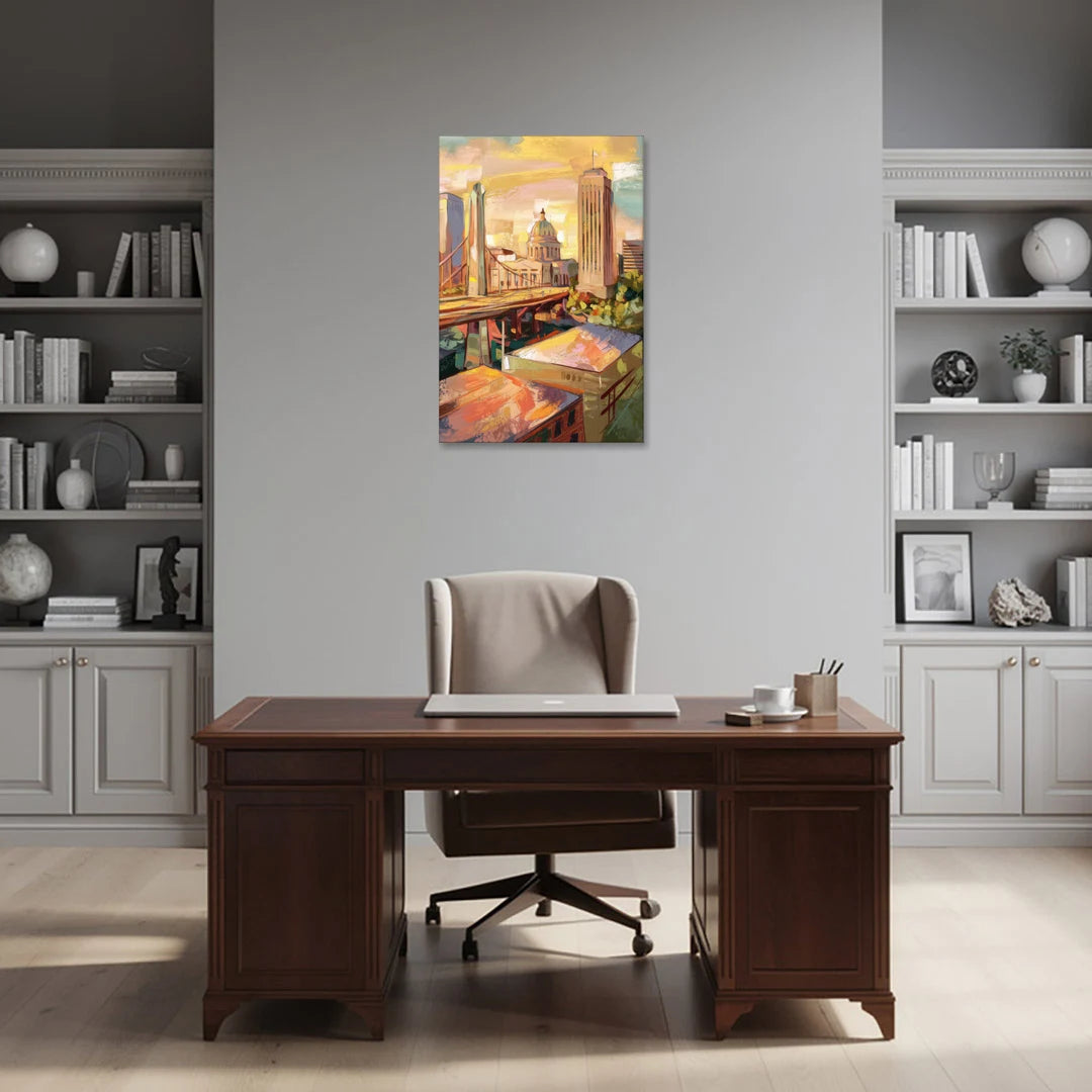 Oklahoma City Historic Landmarks - Canvas Wall Art - Office - 24x36