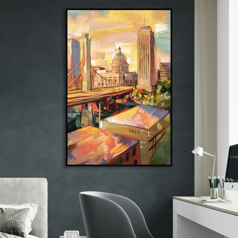 Oklahoma City Historic Landmarks Sitting Room - Black Canvas Wall Art