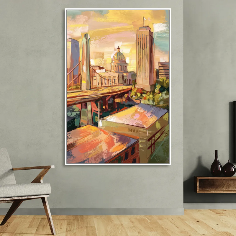 Oklahoma City Historic Landmarks Sitting Room - White Canvas Wall Art