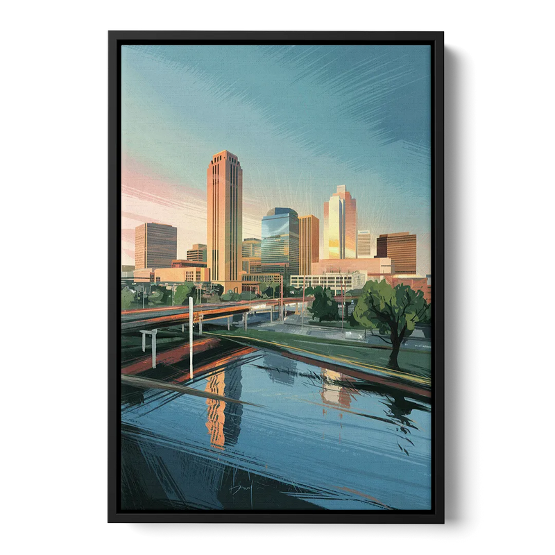 Oklahoma City Modern Architecture Front - Black Canvas Wall Art