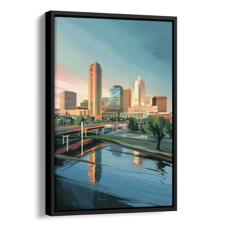 Oklahoma City Modern Architecture Side - Black Canvas Wall Art