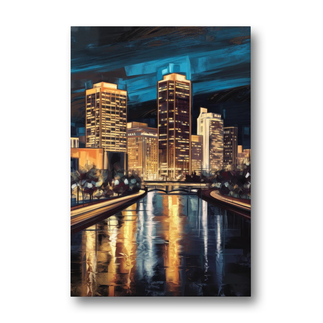 Oklahoma City Night Lights - Canvas Wall Art - Front