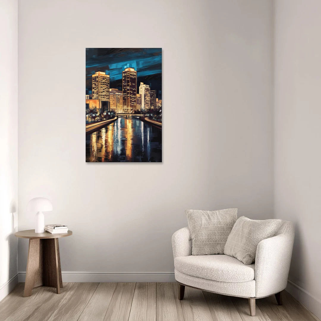 Oklahoma City Night Lights - Canvas Wall Art - Sofa - 24x36