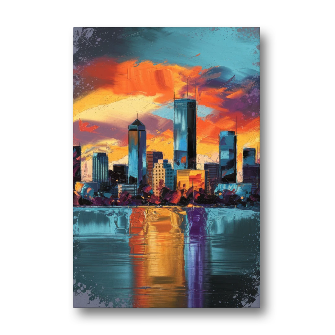 Oklahoma City Skyline Reflection - Canvas Wall Art - Front